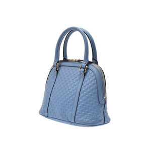 Gucci GG Strap Handbag Blue Leather ssima